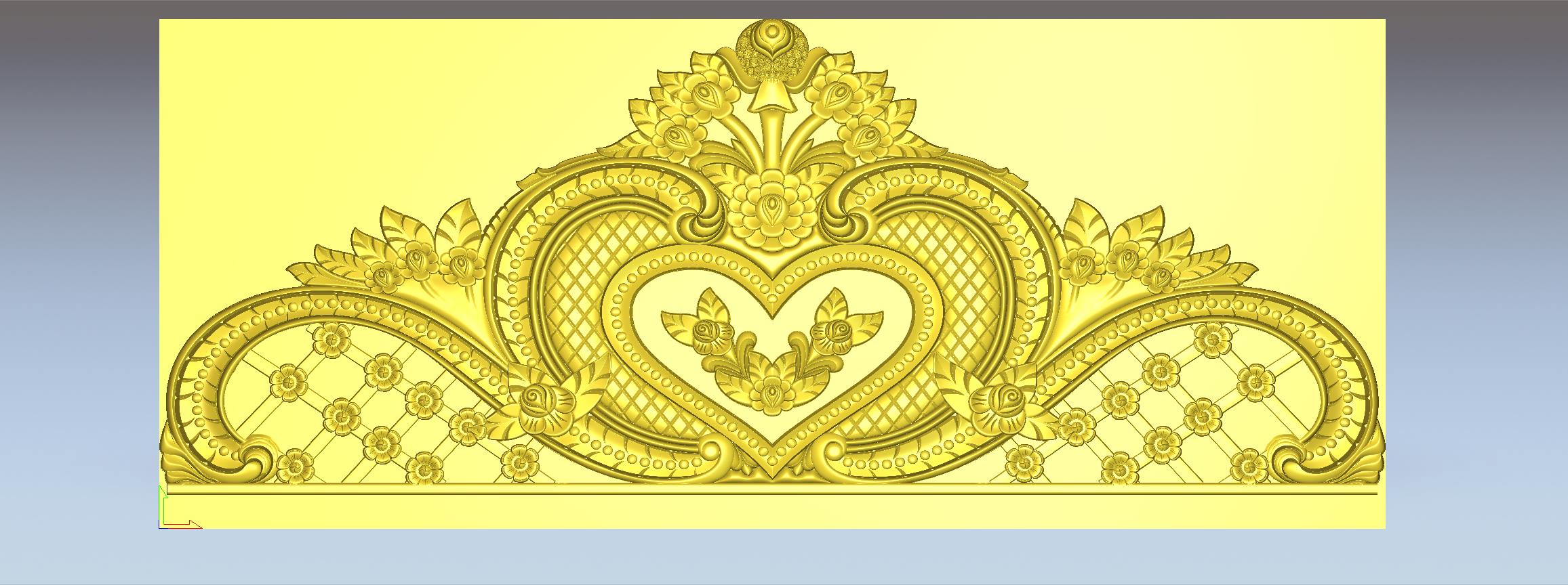 Royal Heart Shape Bed Headboard CNC Design | Premium 3D Relief RLF Model