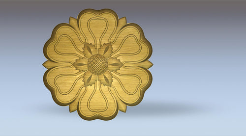 Classic Flower Rosette CNC Model | 3D Relief ArtCAM RLF Design